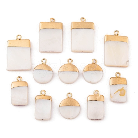 Electroplate Natural Freshwater Shell Pendants SHEL-TA0001-05-1