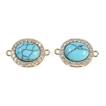 Synthetic Turquoise Oval Connector Charms KK-U043-50G-03-1