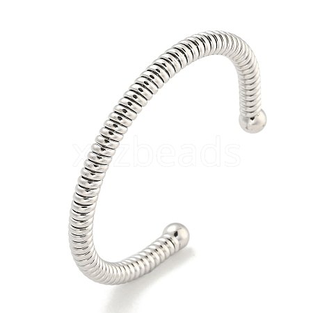 Non-Tarnish Telephone Wire Style 304 Stainless Steel Cuff Bangles BJEW-P331-05P-1