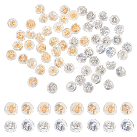 ARRICRAFT 60Pcs 2 Colors Silicone with Brass Ear Nuts FIND-AR0002-78-1