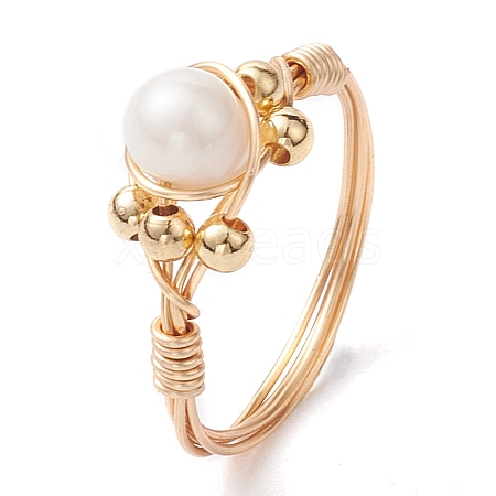 Round Natural Cultured Freshwater Pearl Ring RJEW-JR00708-01-1