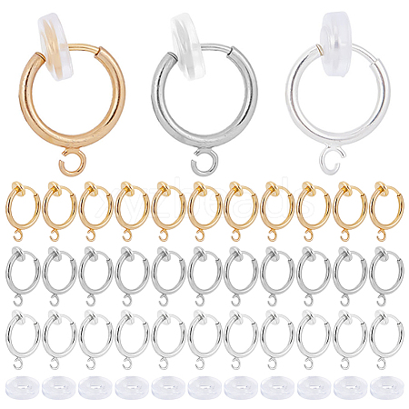 SUNNYCLUE 30Pcs 3 Colors Brass Clip-on Earring Findings KK-SC0003-26-1