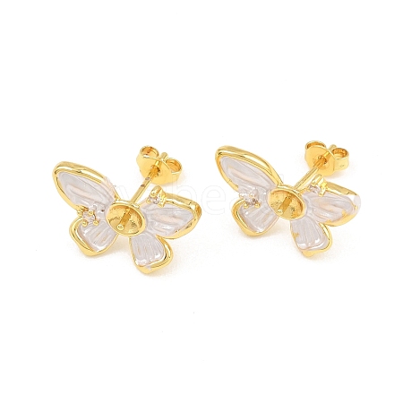 Brass Micro Pave Cubic Zirconia Stud Earring Findings CU-CBAA5EE-03G-A-1