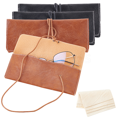  4Pcs Rectangle PU Leather Eyelasses Storage Bag AJEW-NB0003-43-1