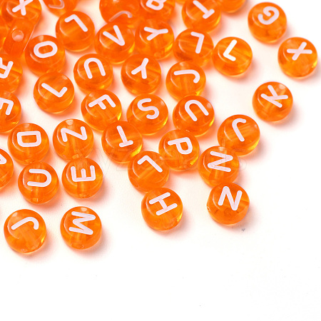 Transparent Dark Orange Acrylic Beads TACR-YW0001-08E-1