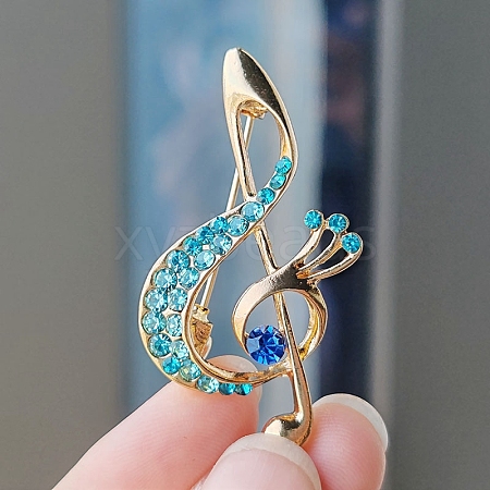 Alloy and Glass Rhinestone Musical Note Brooch PW-WG3A58A-11-1