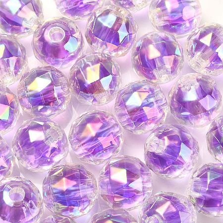 Two Tone UV Plating Rainbow Iridescent Acrylic Beads TACR-D010-06G-1