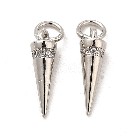 Rack Plating Brass Micro Pave Cubic Zirconia Charms KK-E081-17P-1