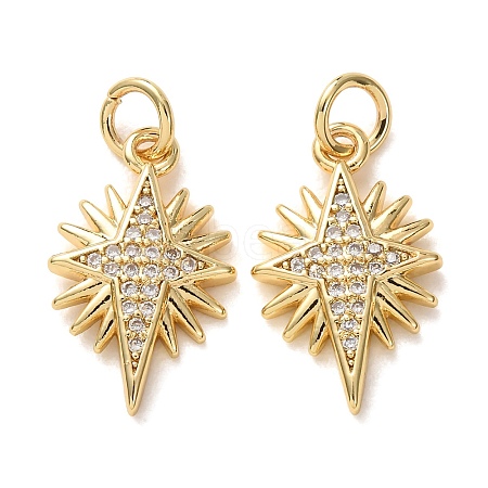 Brass Micro Pave Clear Cubic Zirconia Pendants CU-E003-16G-C-1