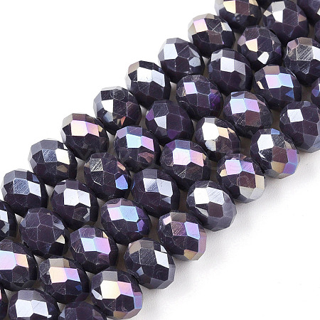 Electroplate Glass Beads Strands EGLA-A044-P8mm-B11-1