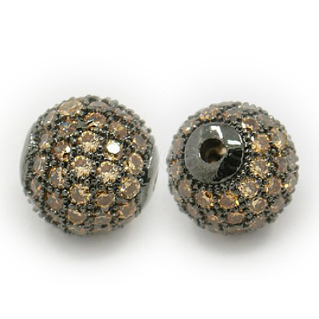 Brass Cubic Zirconia Beads ZIRC-F001-182B-1