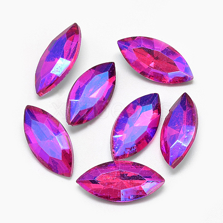 Pointed Back Glass Rhinestone Cabochons RGLA-T020-7x15mm-10-1