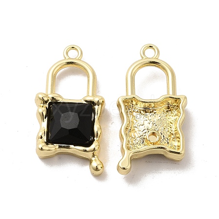 Glass Padlock Pendants PALLOY-E024-17G-01-1