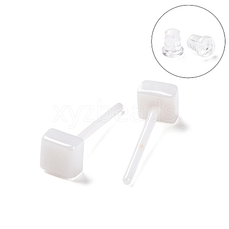 Hypoallergenic Bioceramics Zirconia Ceramic Square Stud Earrings EJEW-Z023-07E-1