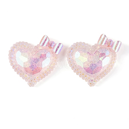 Transparent Epoxy Resin Heart with Bowknot Decoden Cabochons CRES-M034-07B-1