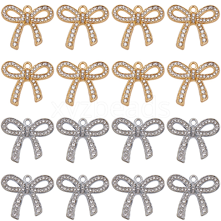 24Pcs 2 Colors Alloy Rhinestone Pendants ALRI-SC0001-46-1