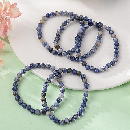 Natural Blue Spot Jasper Bead Stretch Bracelets BJEW-K212-A-039-1