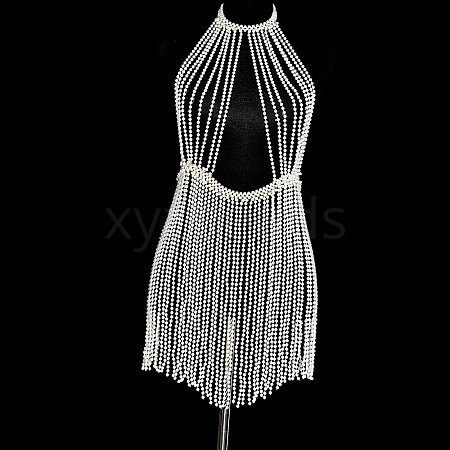 Plastic Imitation Pearl Sexy Dress Body Chains WGABBBD-06-1