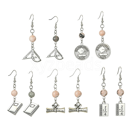 Graduation Theme Tibetan Style Alloy Dangle Earrings EJEW-JE05516-1