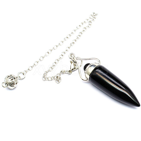 Natural Obsidian Bullet Cone Pointed Dowsing Pendulums PW-WG2823D-05-1