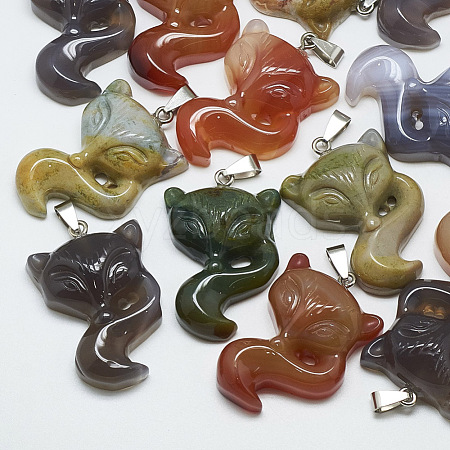 Natural Agate Pendants G-T122-17-1