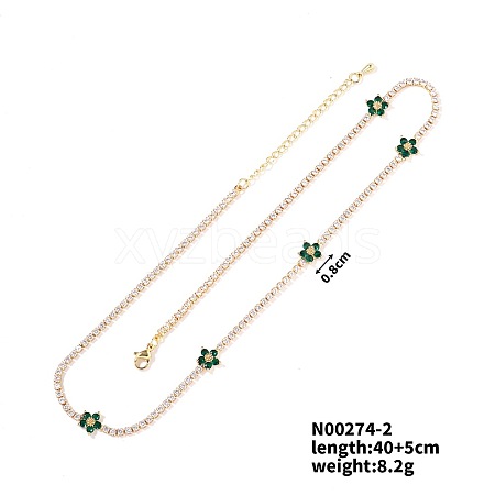 European and American Fashion Style Brass Rhinestone Flower Necklaces IO5961-2-1