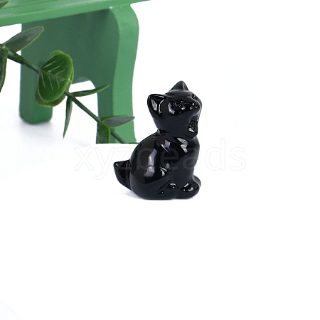 Cat Shape Natural Obsidian Sculpture Ornaments PW-WG0C1F7-02-1