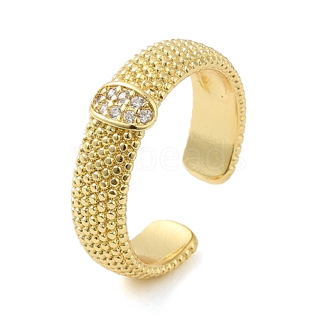 Rack Plating Real 18K Gold Plated Brass Oval Open Cuff Rings RJEW-B048-01G-1