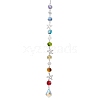 Glass and Brass Link Pendant Decorations HJEW-TA00127-1