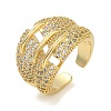 Rack Plating Brass Micro Pave Cubic Zirconia Cuff Finger Rings for Women RJEW-C114-20B-G-1