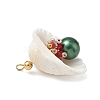 Natural Shell & Round Glass Pendants PALLOY-MZ00912-08-4
