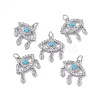 Brass Clear & Cyan Cubic Zirconia Pendants KK-E068-VA196-1-4