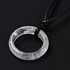 Natural Quartz Crystal Ring Pendant Necklace with Waxed Cords NJEW-R262-01A-05-4