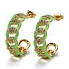 Brass Micro Pave Clear Cubic Zirconia Half Hoop Earrings EJEW-B004-02G-3