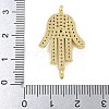 Rack Plating Brass Micro Pave Clear Cubic Zirconia Palm Connector Charms KK-A234-049G-3