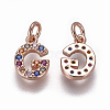 Brass Micro Pave Cubic Zirconia Charms ZIRC-L070-38G-RG-2