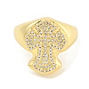 Rack Plating Cross Brass Micro Pave Clear Cubic Zirconia Cuff Finger Rings for Women RJEW-C103-14G-2