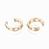 Brass Micro Pave Clear Cubic Zirconia Cuff Earrings X-KK-S356-152G-NF-2