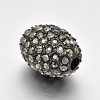 Gunmetal Tone Alloy Grade A Rhinestone Oval Beads RB-J323-02-2