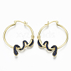 Brass Micro Pave Cubic Zirconia Hoop Earrings KK-R137-024B-NF-1