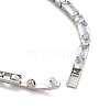 Brass Pave Clear Cubic Zirconia Rectangle & Flat Round Link Bracelets BJEW-B094-02A-4