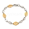 Ion Plating(IP) Two Tone 304 Stainless Steel Oval Link Chain Bracelet BJEW-B078-10GP-1