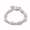 Natural Baroque Pearl Keshi Pearl Beaded Bracelets BJEW-JB05266-01-1