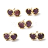 Natural Amethyst Flat Round Stud Earrings EJEW-A099-02G-1