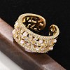 Brass Micro Pave Clear Cubic Zirconia Cuff Rings RJEW-C120-22G-3