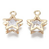 Brass Micro Cubic Zirconia Charms X-KK-N235-034A-3