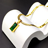 Stainless Steel Green Cubic Zirconia Rectangle Pendant Necklaces for Women WGBD318-01-2