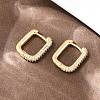 Rectangle Brass Clear Cubic Zirconia Stud Earrings EJEW-A156-12A-G-3