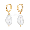 FIBLOOM 1 Pair Plastic Pearl Dangle Hoop Earrings EJEW-FI0002-23-1