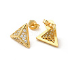 Rack Plating Brass Micro Pave Clear Cubic Zirconia Triangle Stud Earrings EJEW-F301-22-3